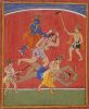 II.21.17 - Krishna mata al rey Kamsa-Acuarela de MEWAR en Rayastán-año 1630