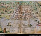 GEORG BRAUN 1541-1622 / FRANS HOGENBERG. CIVITATES ORBIS TERRARUM - REPRESENTACION DE LA CIUDAD DE ARGEL - GRABADO - SIGLO XVI.