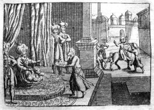 II.22.33 - Abbas I ordena la muerte de su hijo Safi Mirza - Persia (grabado de 1694)